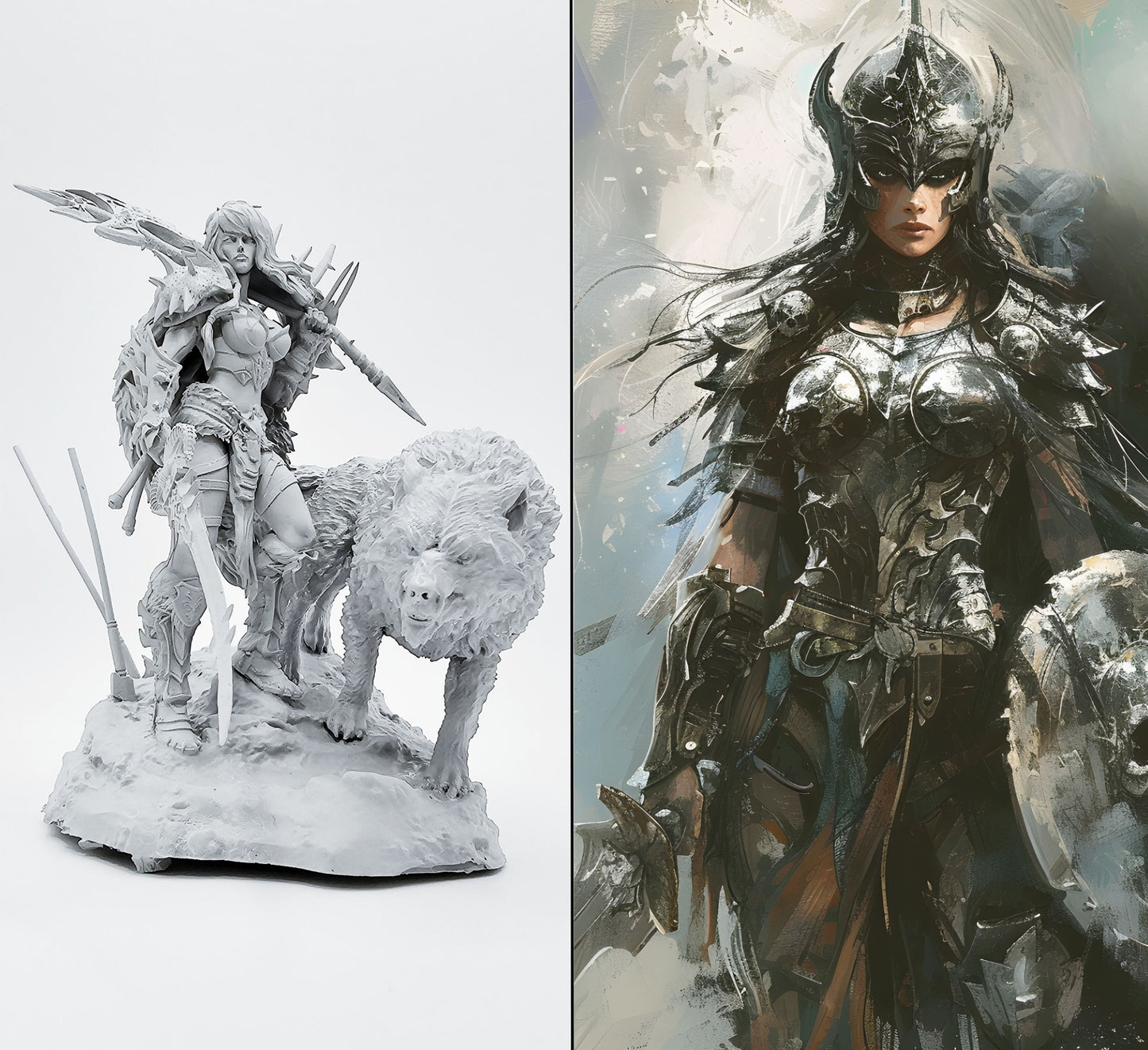 "Valkyrie of the Frozen Wastes: A Glacial Warrior's Respite" – 18+ Collector's Model