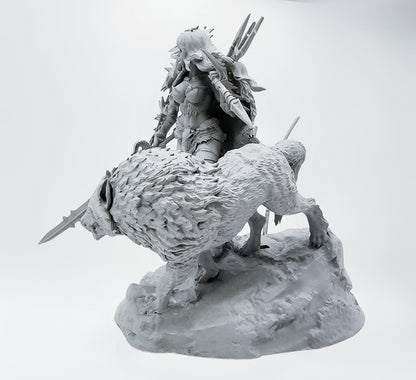 "Valkyrie of the Frozen Wastes: A Glacial Warrior's Respite" – 18+ Collector's Model