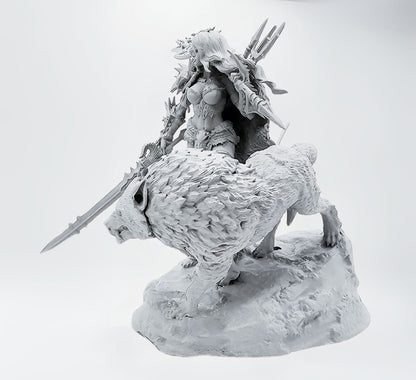 "Valkyrie of the Frozen Wastes: A Glacial Warrior's Respite" – 18+ Collector's Model