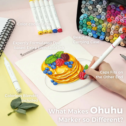 Ohuhu 120-Color Marker Pen Set