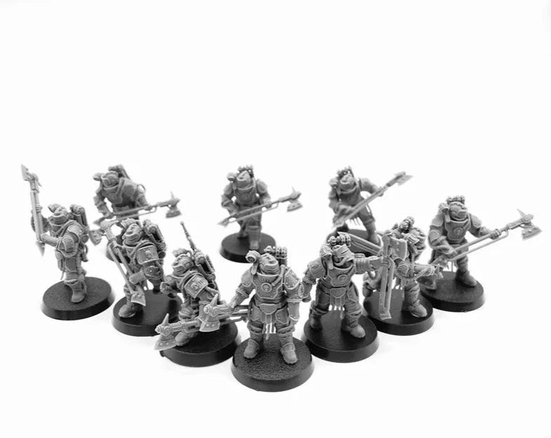 Solar Guard Squad with Power Axes Imperial Force Resin Model Kit Miniature 28mm Scale Tabletop Gaming Unpainted Soldier Figures