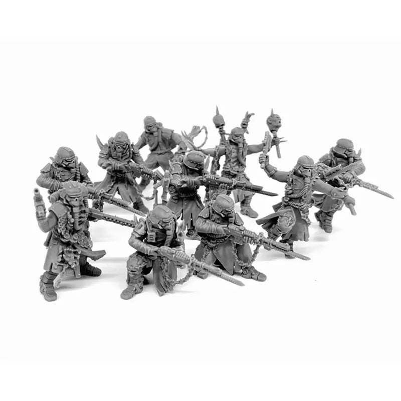 10Pcs Renegade Death Squad Heretics Soldiers Resin Model Miniature Tabletop Gaming Soldier Figures Unpainted Model Kit